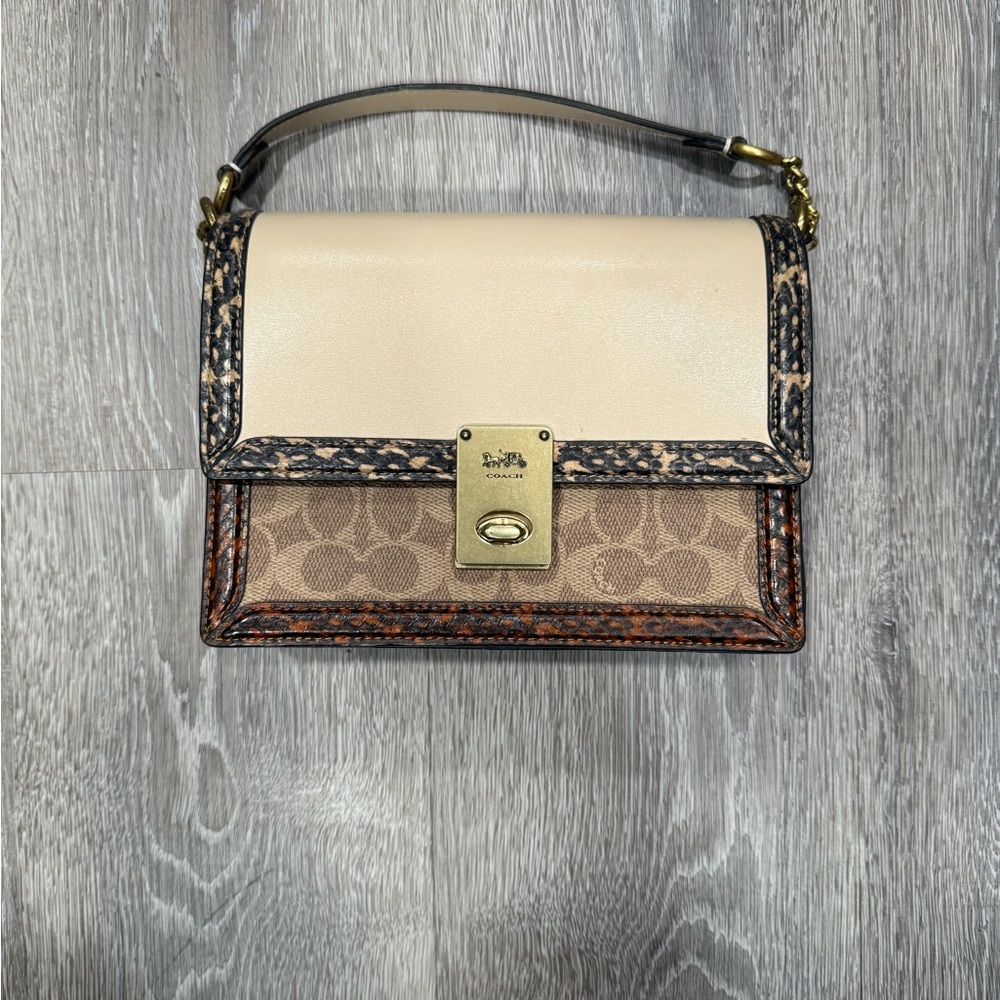 Coach Signature Hutton Convertible Crossbody Shoulder - Snakeskin Color Block